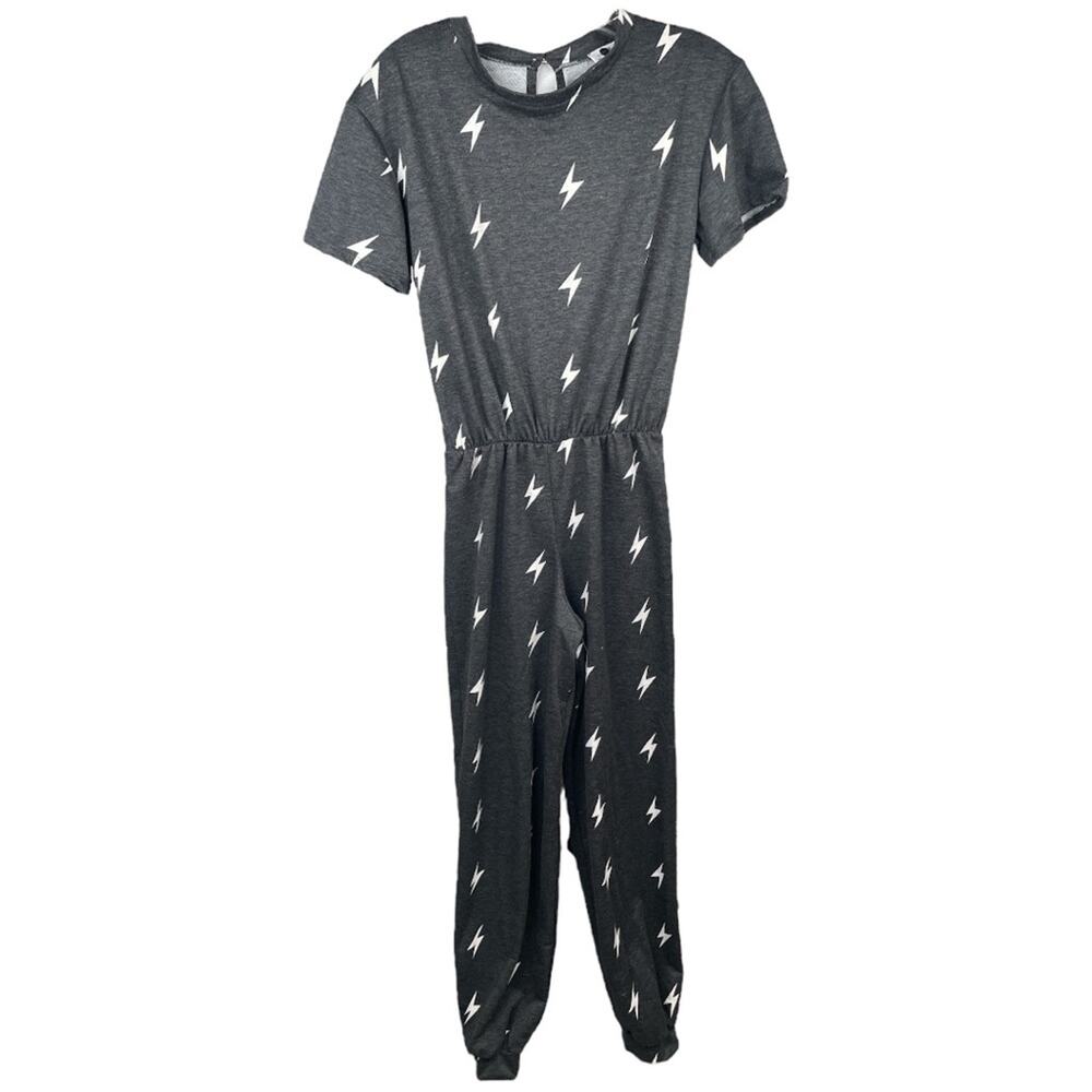 Venus Rules Lightening Bolt Jumpsuit Gray White Size XSmall